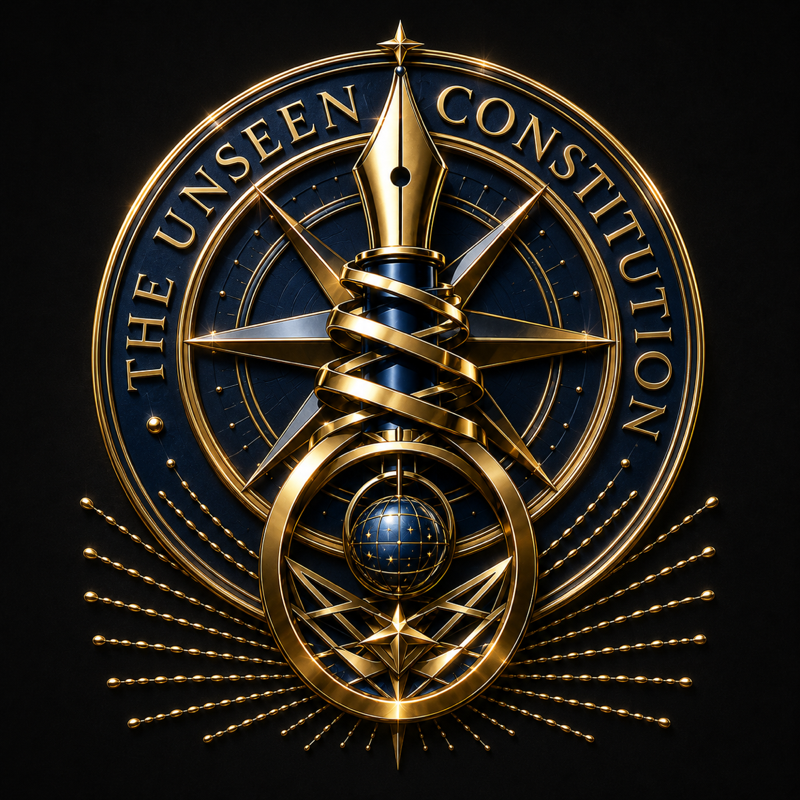 The Unseen Constitution pen-and-compass emblem